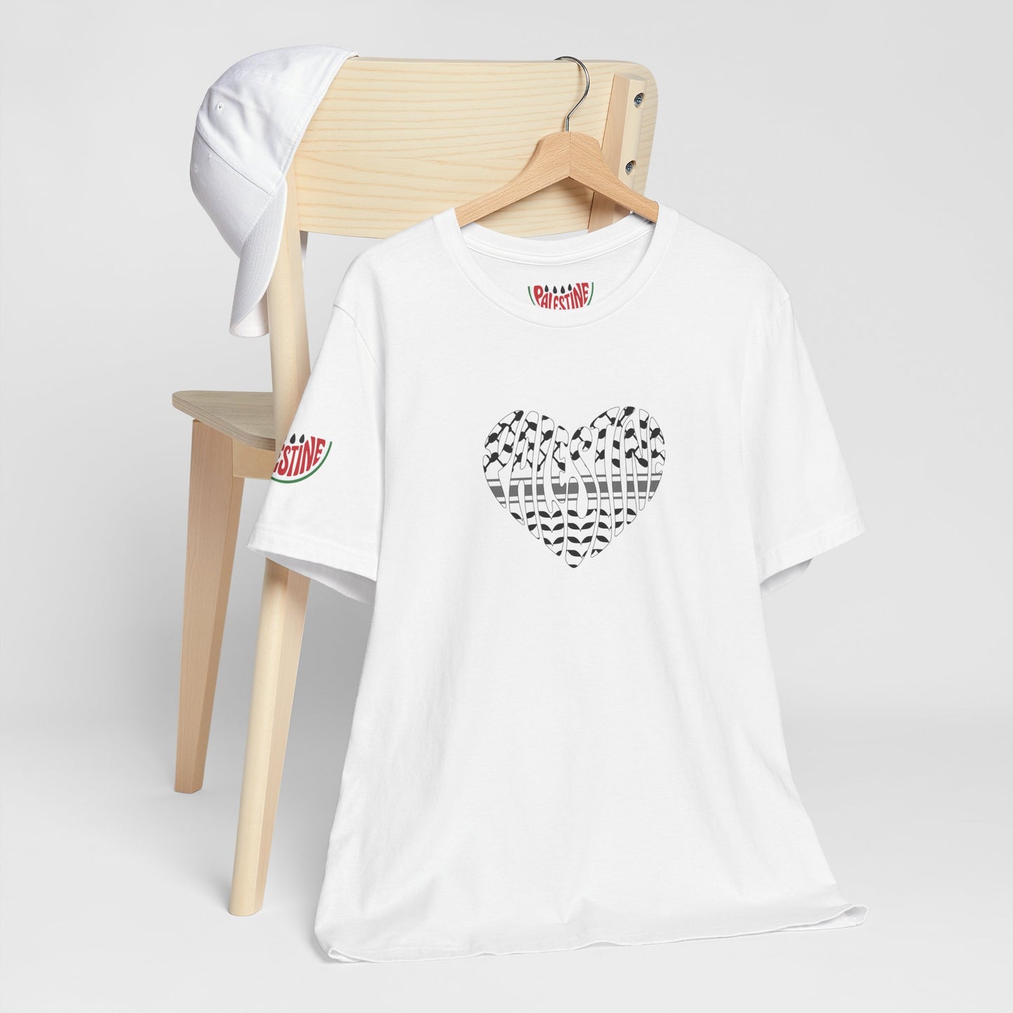 Copy of Palestinian Heart – Keffiyah & Watermelon Edition Tee (multiple color options)