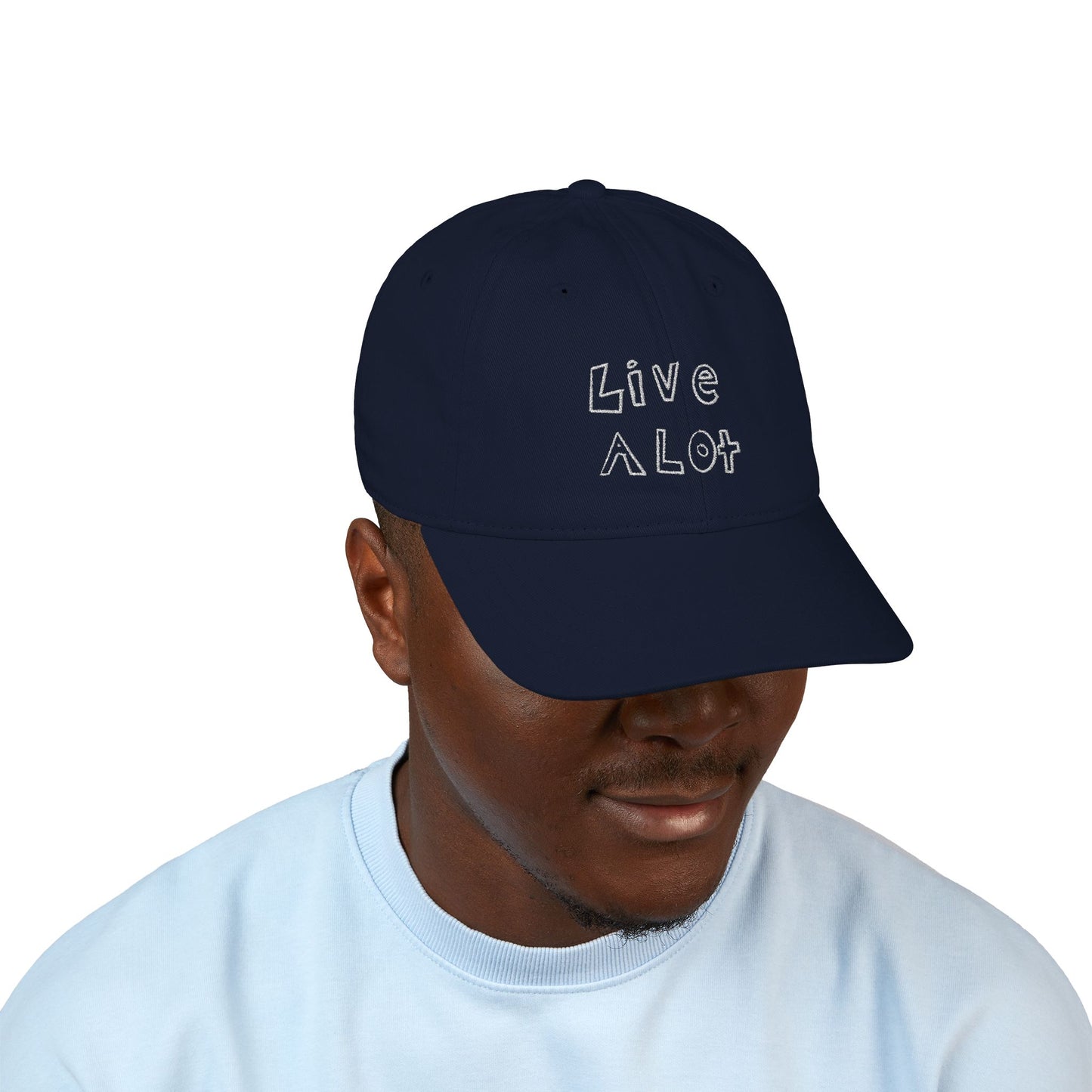 LIVE A LOT – Dad Cap (White Embroidery - Multiple Color Options)
