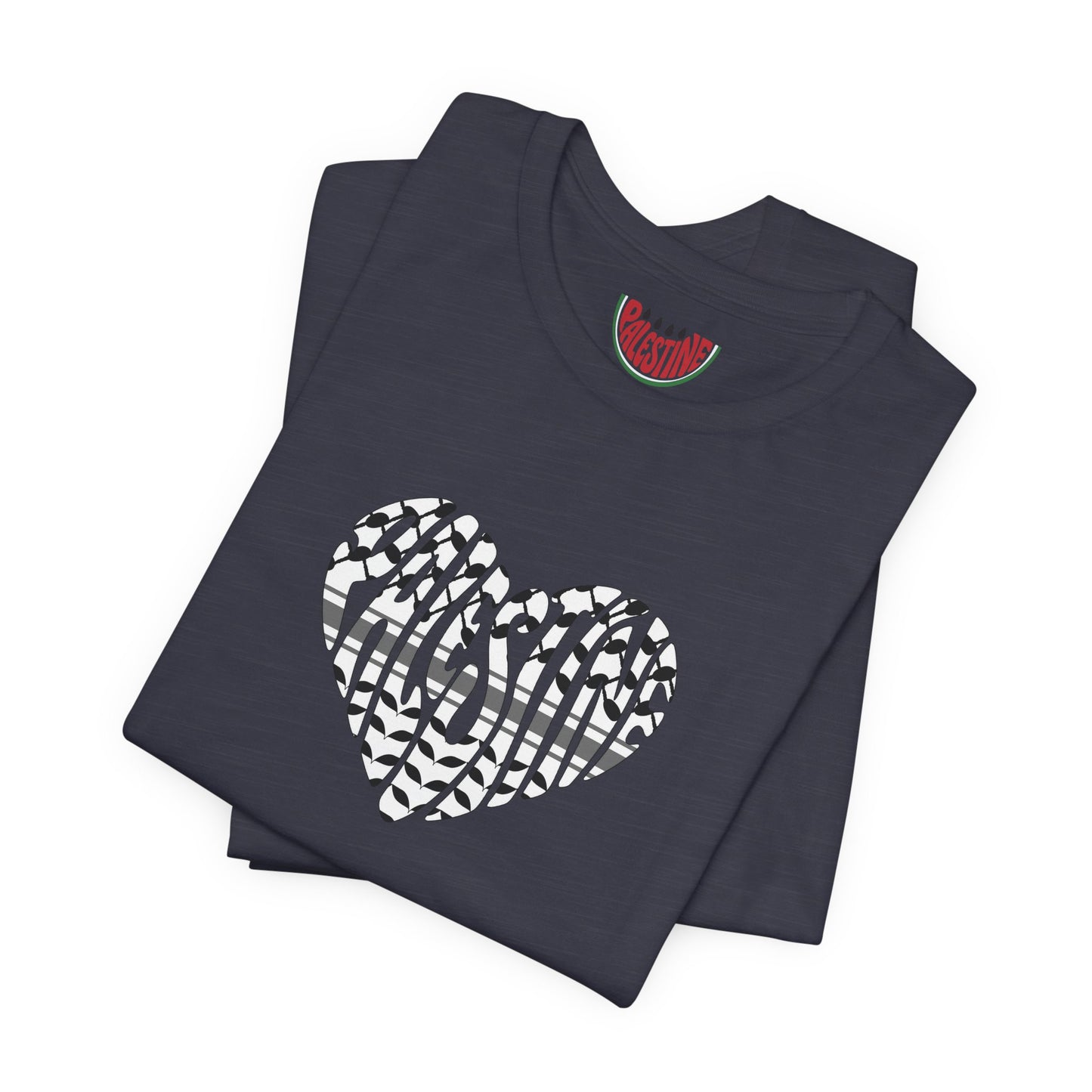 Copy of Palestinian Heart – Keffiyah & Watermelon Edition Tee (multiple color options)