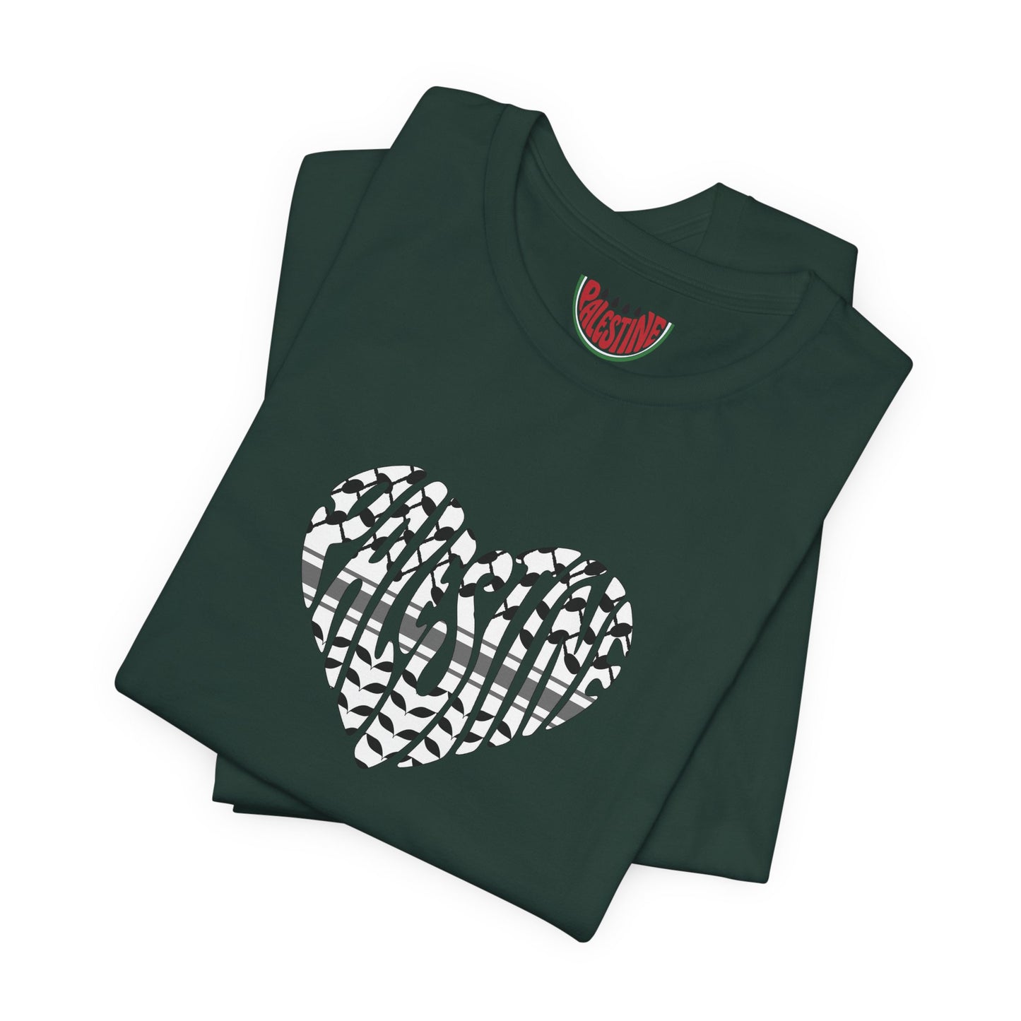 Copy of Palestinian Heart – Keffiyah & Watermelon Edition Tee (multiple color options)