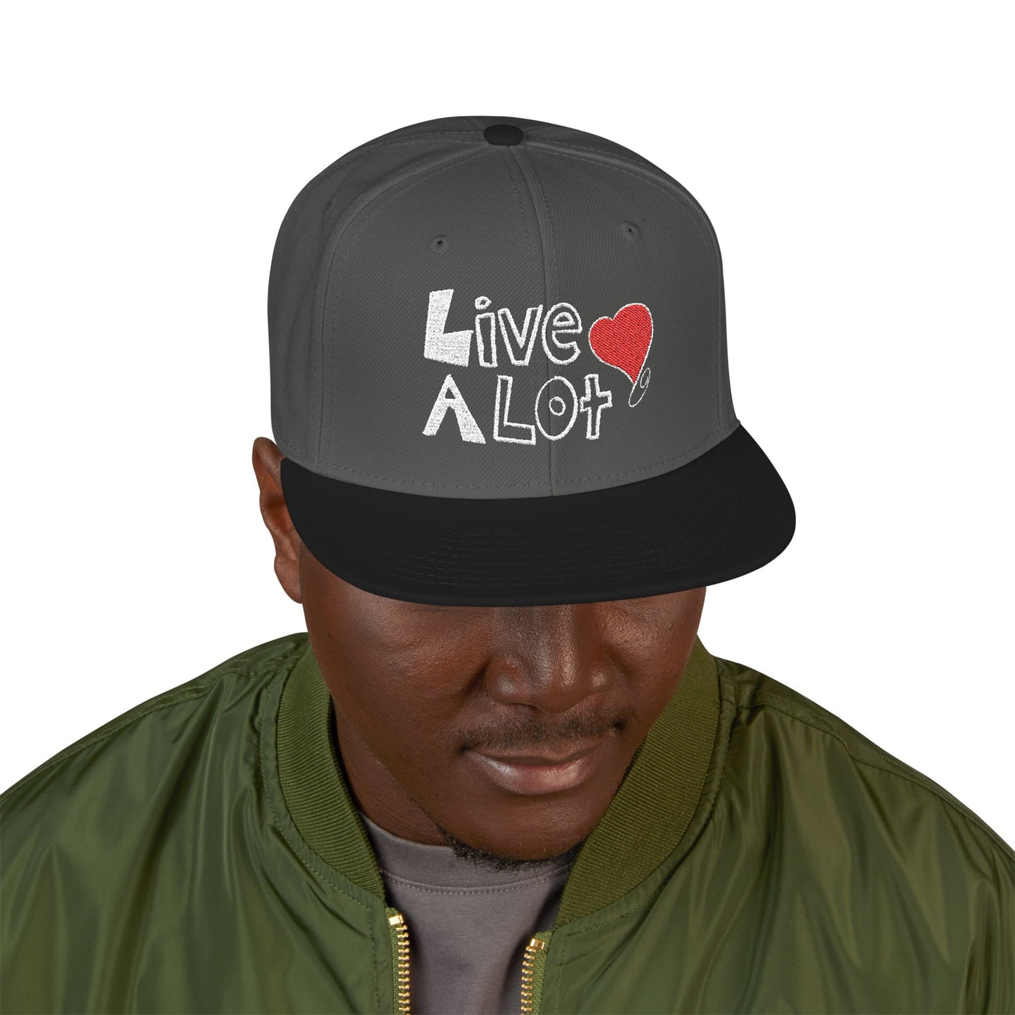 LIVE A LOT (Heart): Snapback Hat (many color combinations)