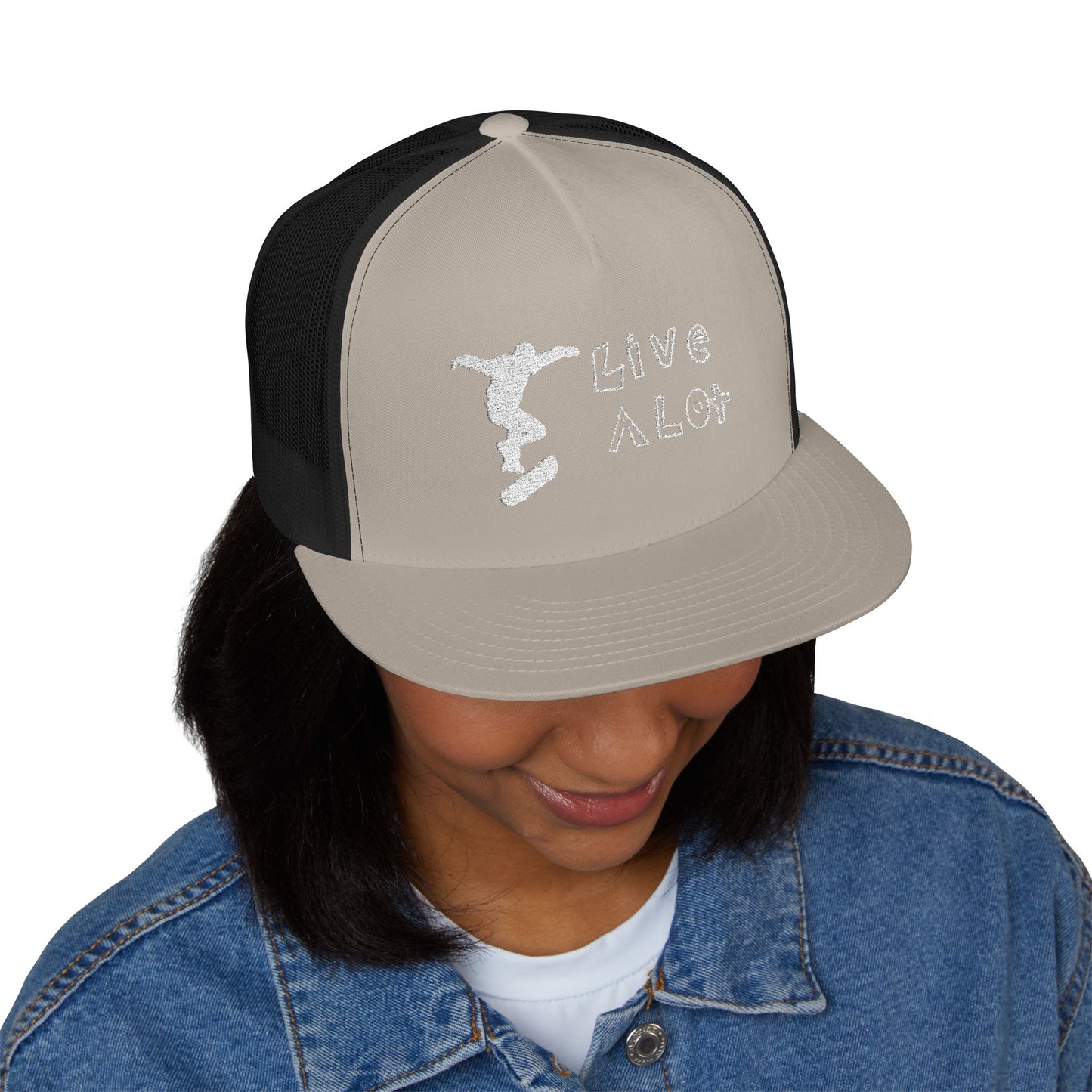 Live A Lot Panel Trucker Cap – Skateboarder Edition