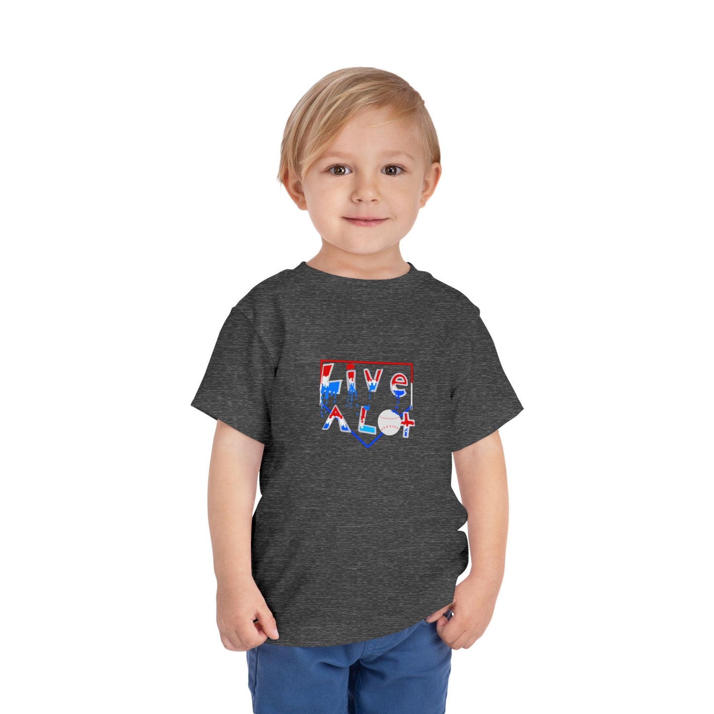 LIVE A LOT Toddler Tee — Red, White & Blue (Home Plate Edition)