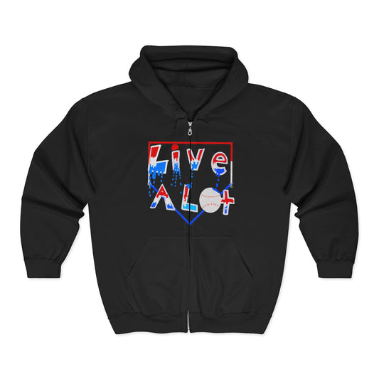 LIVE A LOT Zip Hoodie — Home Plate Edition