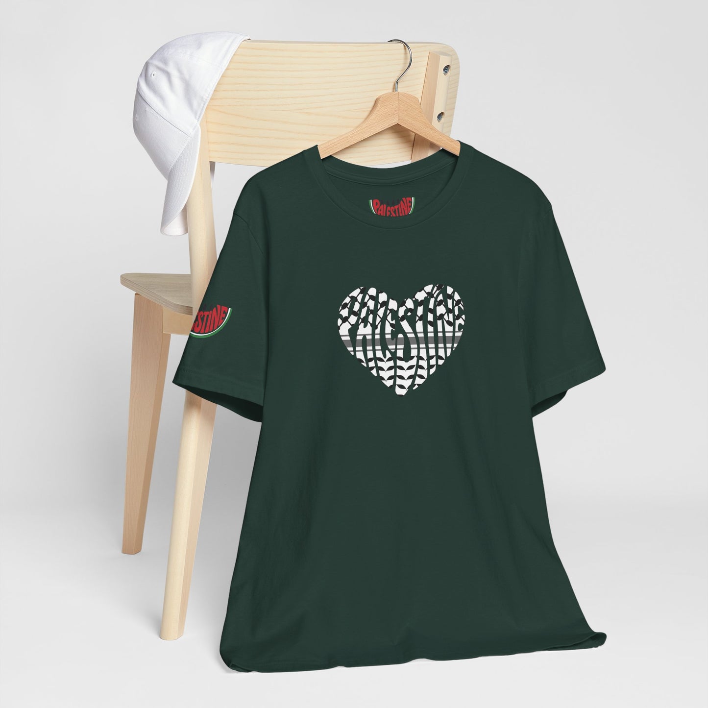 Copy of Palestinian Heart – Keffiyah & Watermelon Edition Tee (multiple color options)