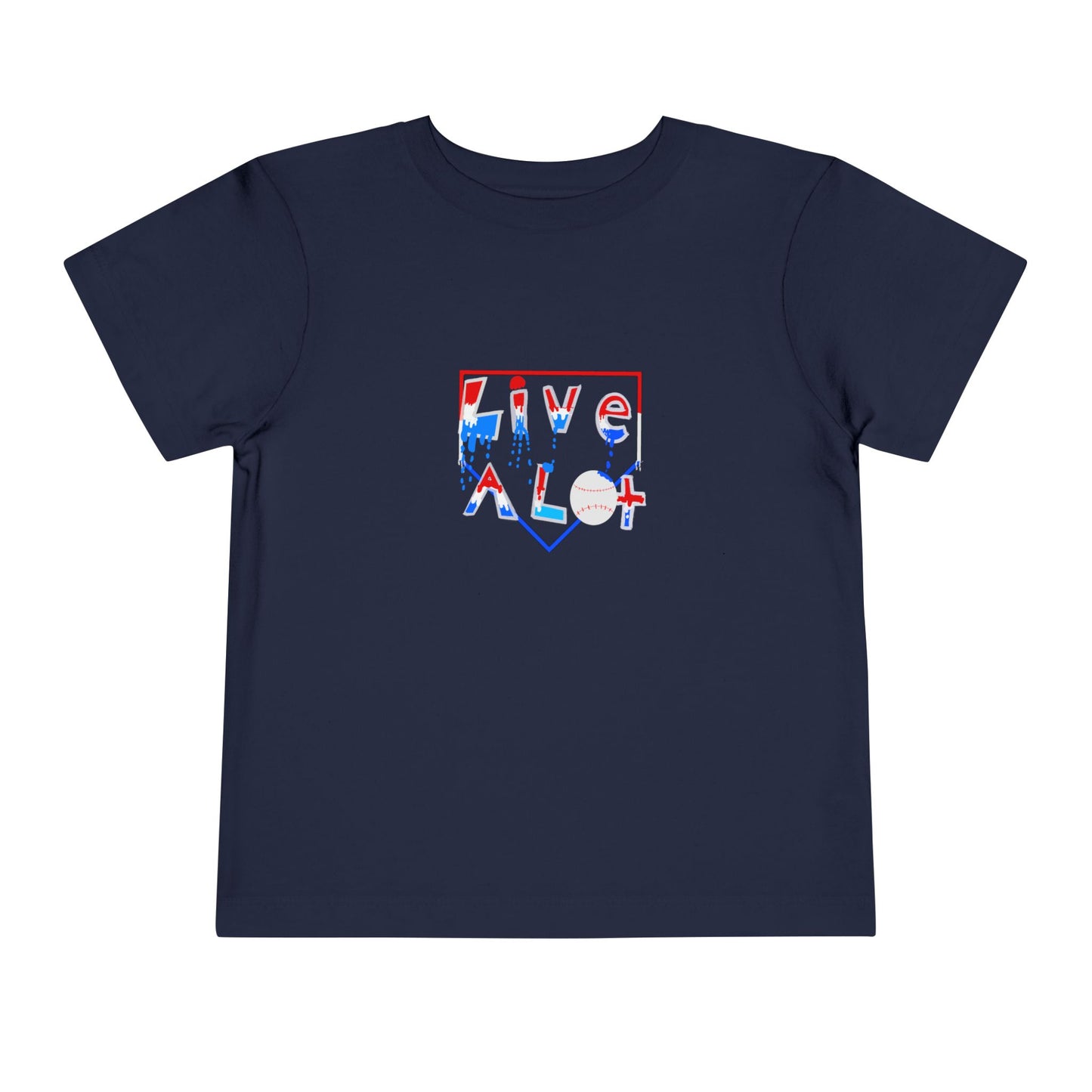 LIVE A LOT Toddler Tee — Red, White & Blue (Home Plate Edition)