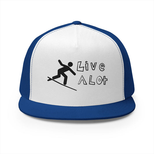 Live A Lot Panel Trucker Cap – Surfer Silhouette Edition
