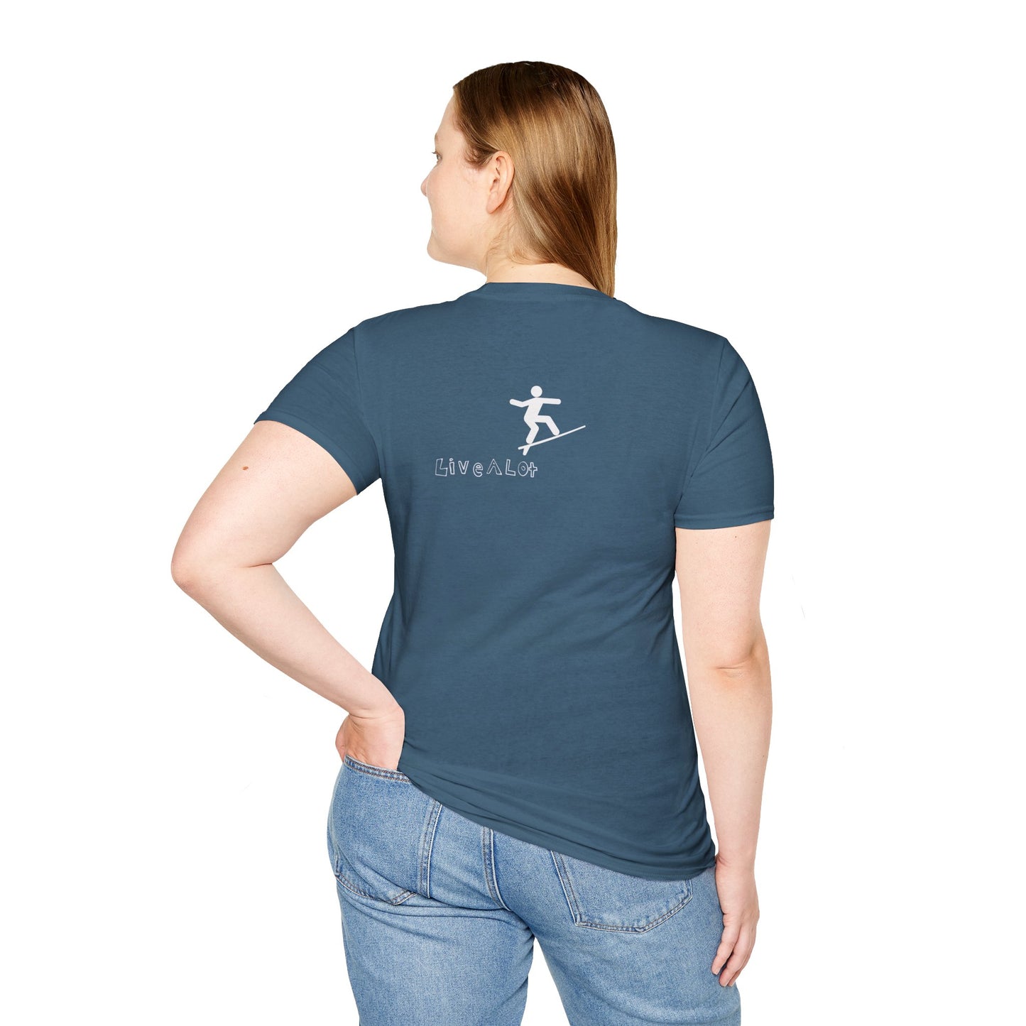 Live A Lot - Surfer Tee — Front & Back Print (Multiple Color Options)