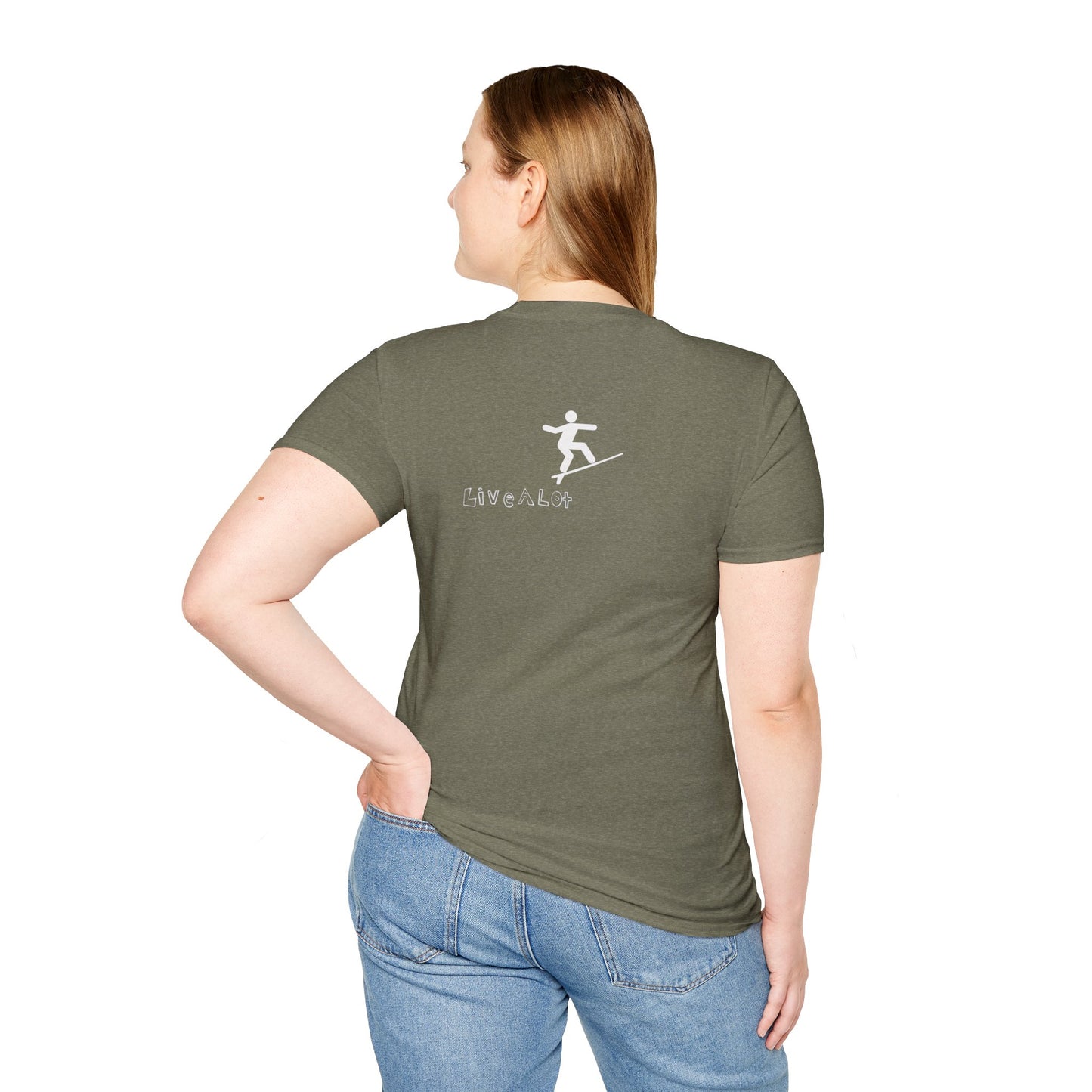 Live A Lot - Surfer Tee — Front & Back Print (Multiple Color Options)