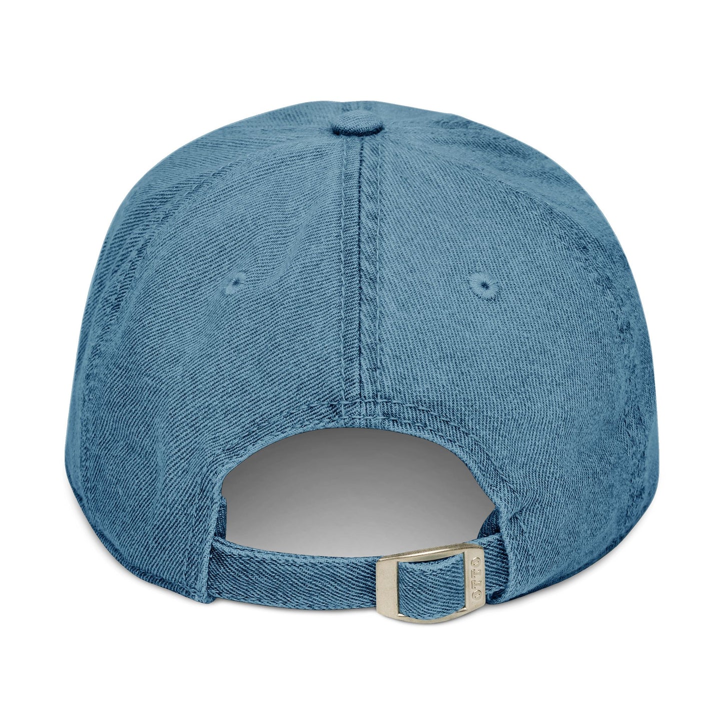LIVE A LOT - Denim Dad Hat – White Embroidery