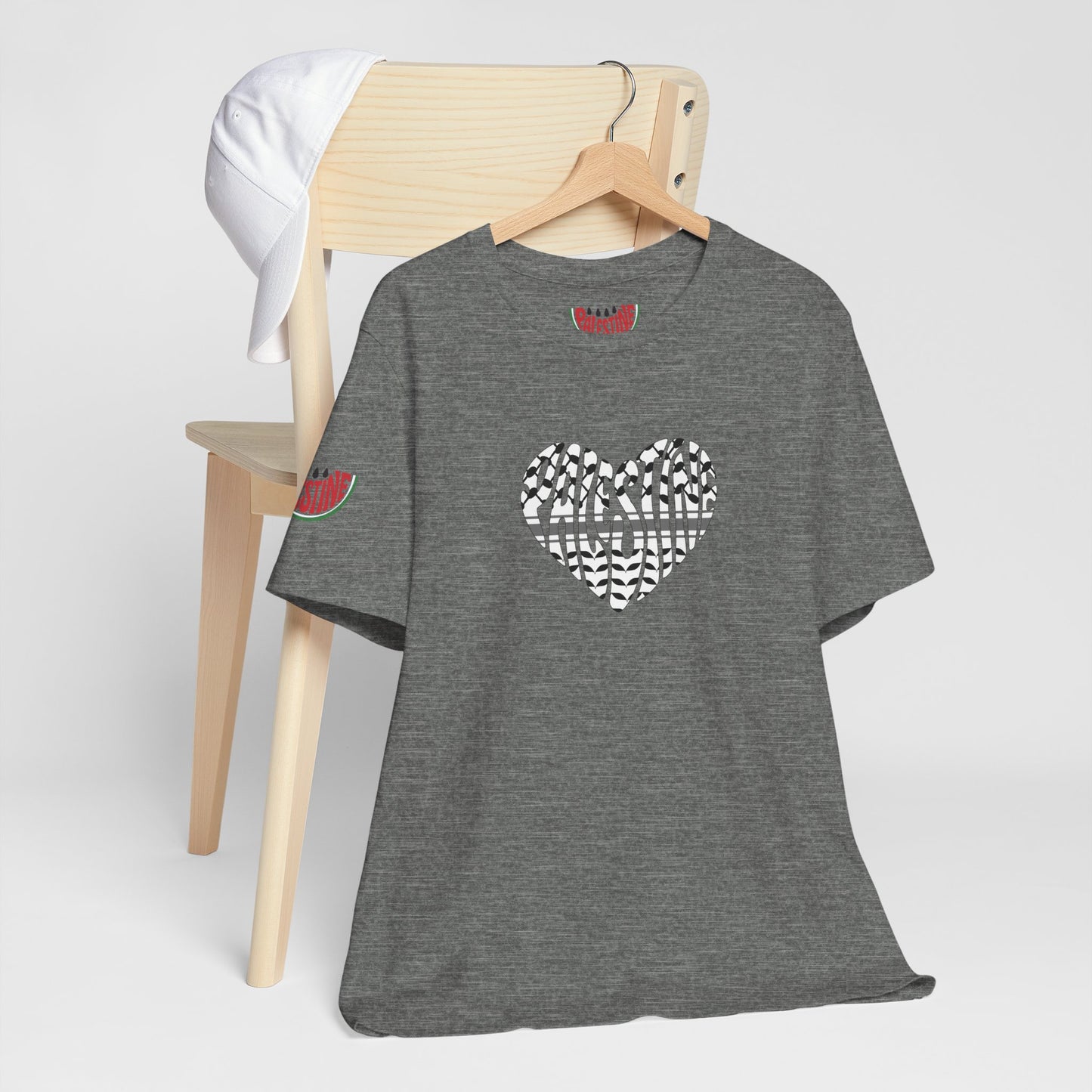 Copy of Palestinian Heart – Keffiyah & Watermelon Edition Tee (multiple color options)