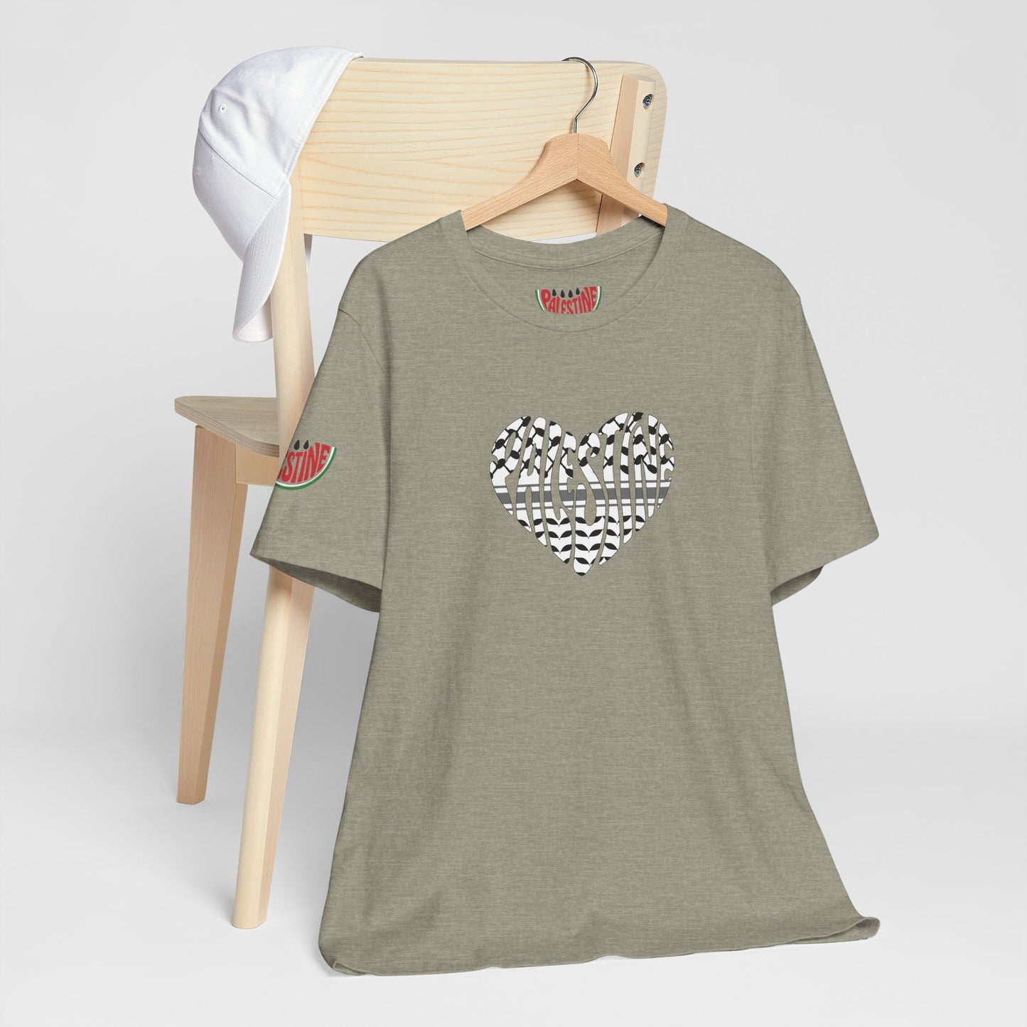Copy of Palestinian Heart – Keffiyah & Watermelon Edition Tee (multiple color options)
