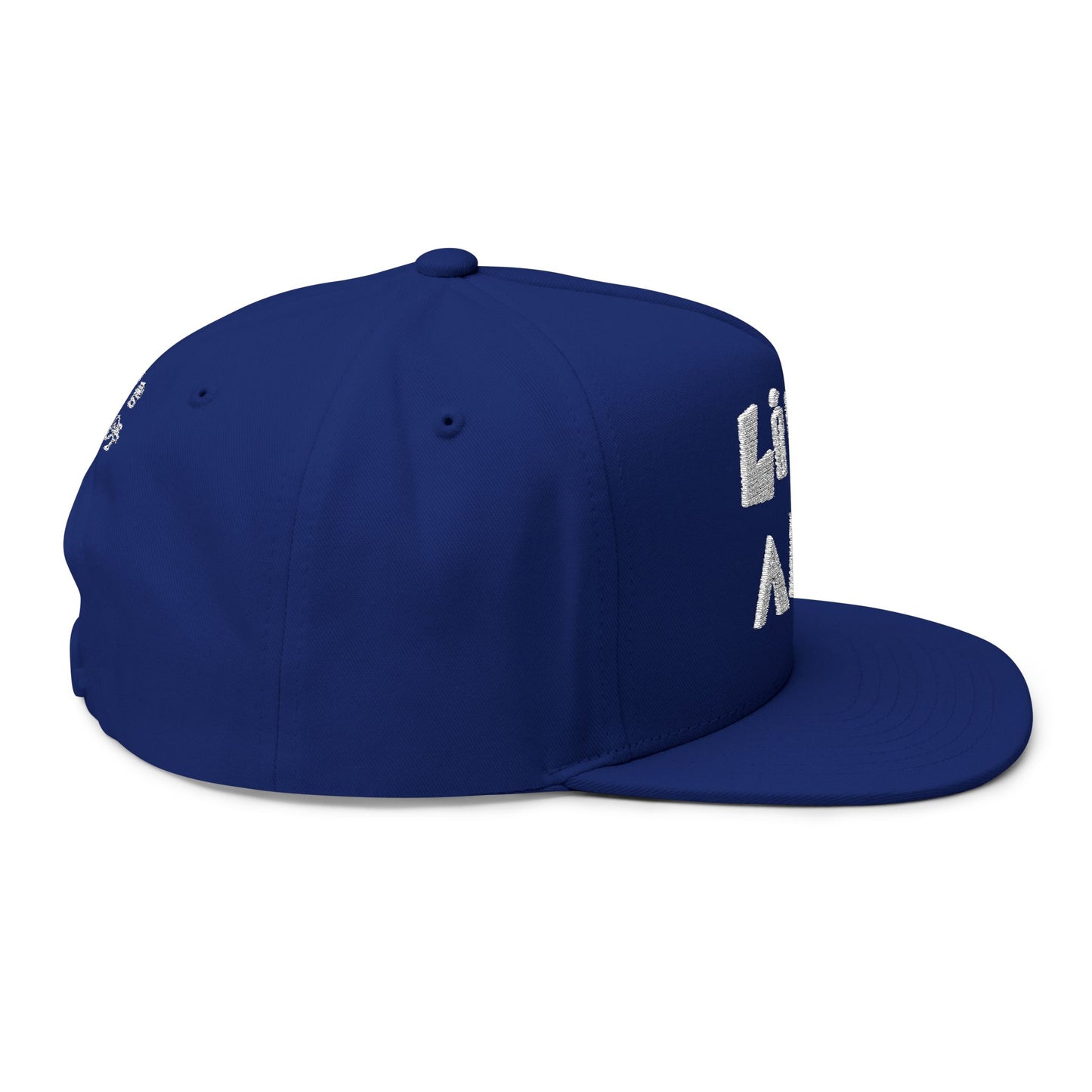 LIVE A LOT – LA – Flat Bill Cap (Royal Blue & White)