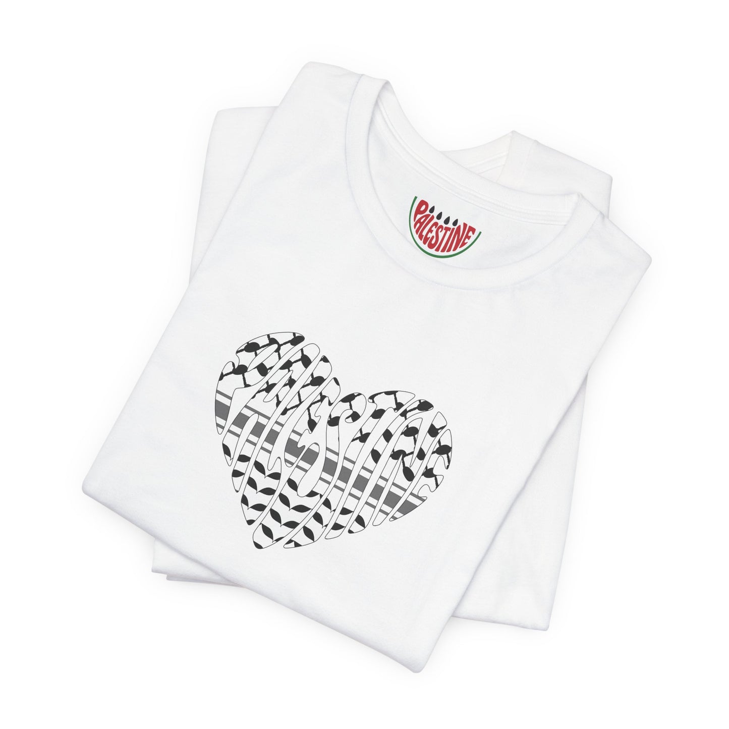 Copy of Palestinian Heart – Keffiyah & Watermelon Edition Tee (multiple color options)