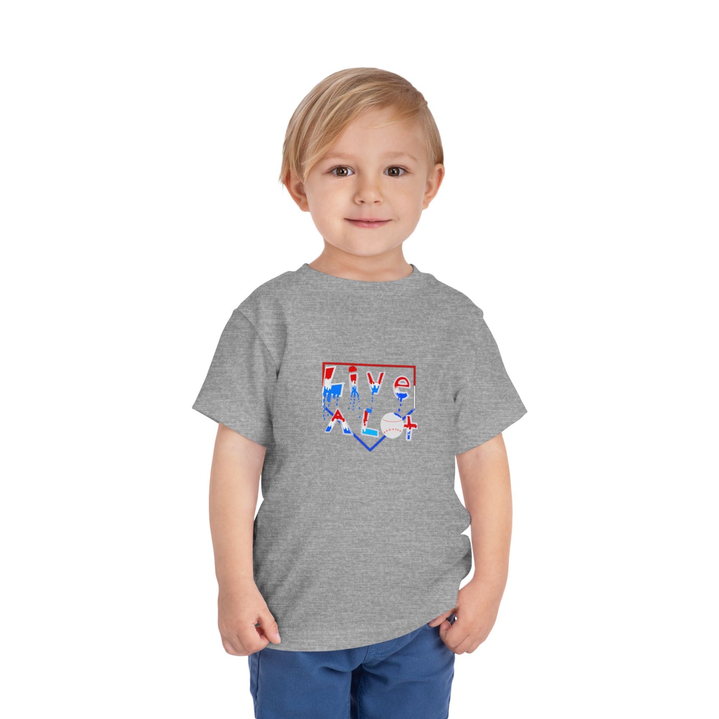 LIVE A LOT Toddler Tee — Red, White & Blue (Home Plate Edition)