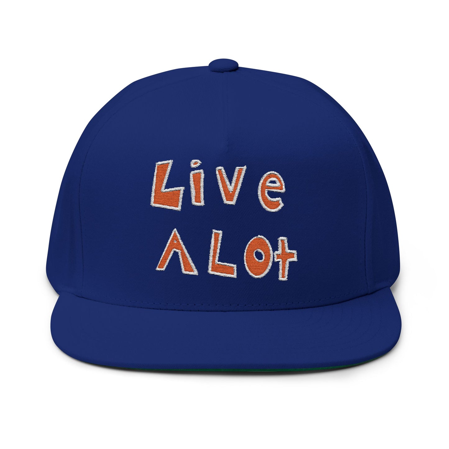 LIVE A LOT – Flat Bill Cap (Royal Blue, Orange & White)
