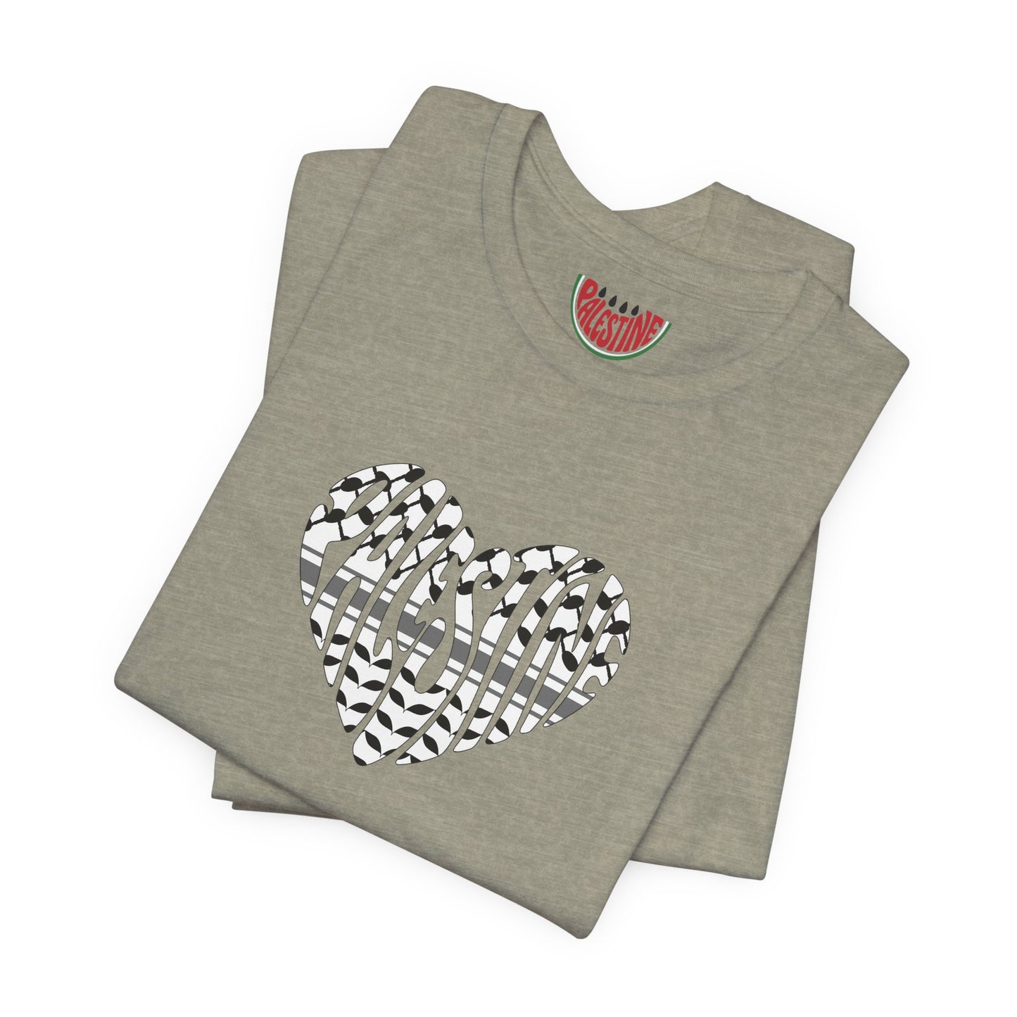 Copy of Palestinian Heart – Keffiyah & Watermelon Edition Tee (multiple color options)