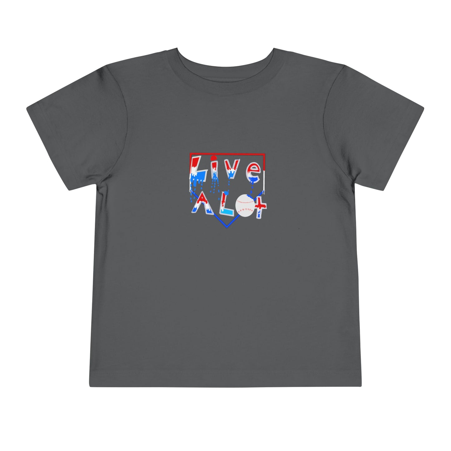 LIVE A LOT Toddler Tee — Red, White & Blue (Home Plate Edition)