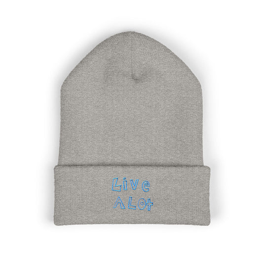 LIVE A LOT - Embroidered Beanie – Aqua/Teal (various color options)