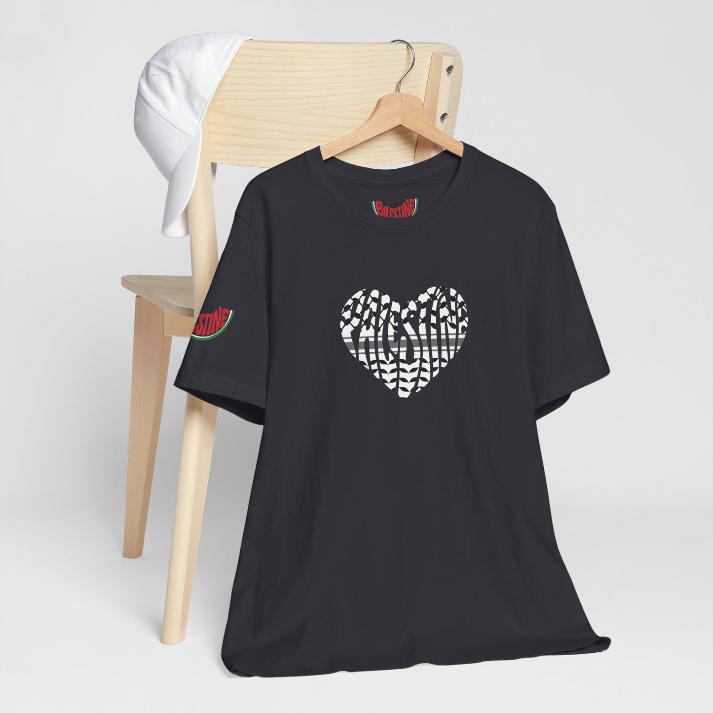 Copy of Palestinian Heart – Keffiyah & Watermelon Edition Tee (multiple color options)