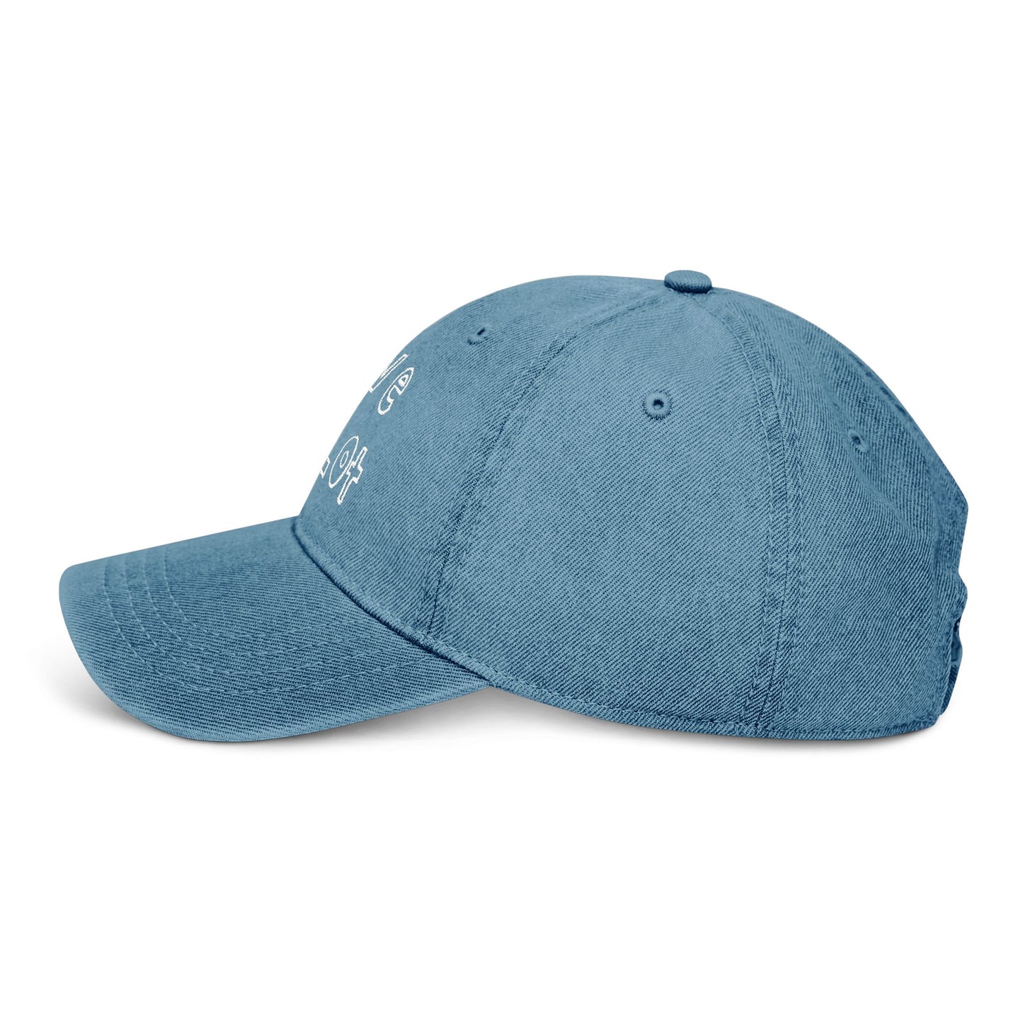LIVE A LOT - Denim Dad Hat – White Embroidery