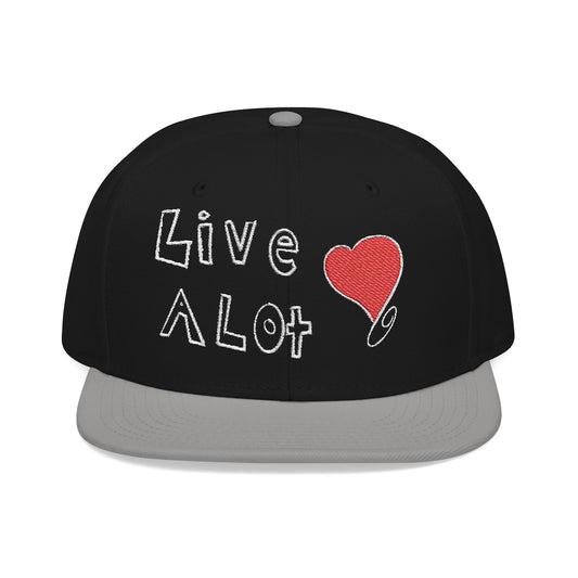 LIVE A LOT (Heart): Snapback Hat (many color combinations)