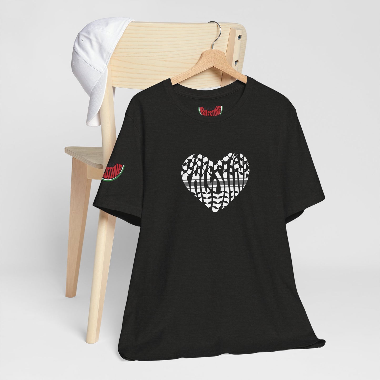 Copy of Palestinian Heart – Keffiyah & Watermelon Edition Tee (multiple color options)