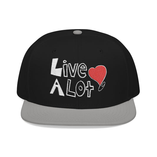 LIVE A LOT (Heart): Snapback Hat (many color combinations)