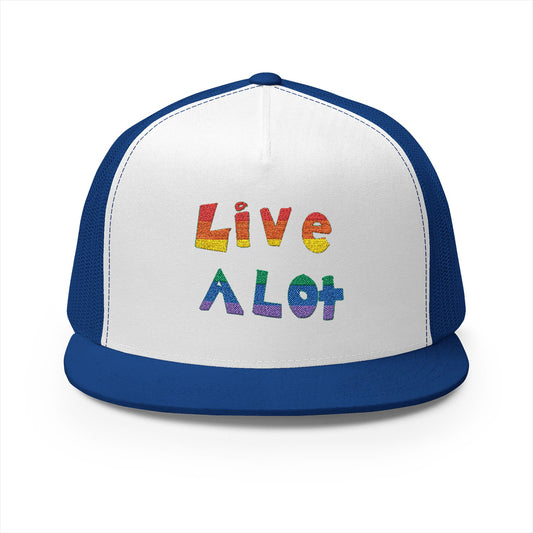LIVE A LOT – Rainbow / Pride Edition Trucker Cap (multiple color options)