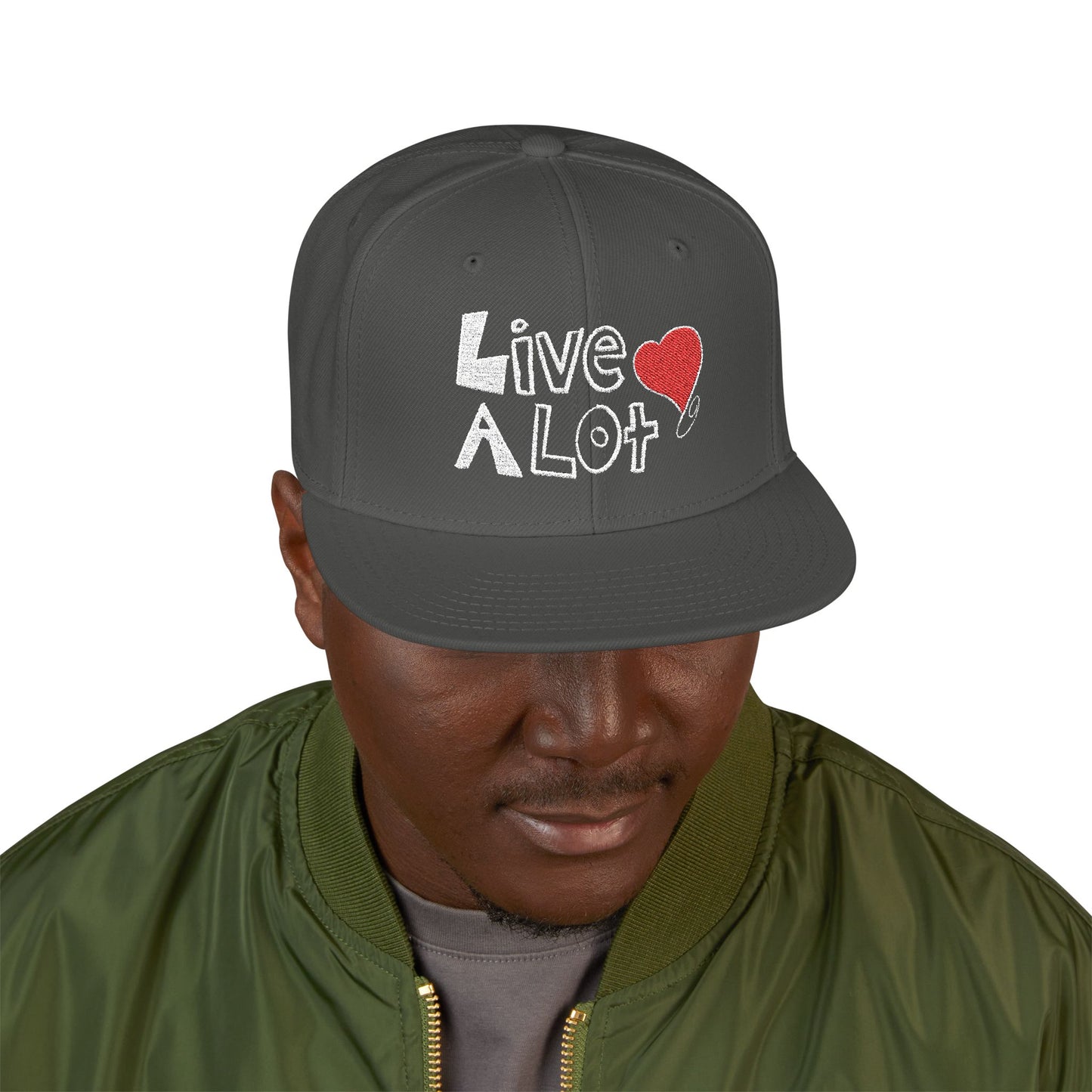 LIVE A LOT (Heart): Snapback Hat (many color combinations)