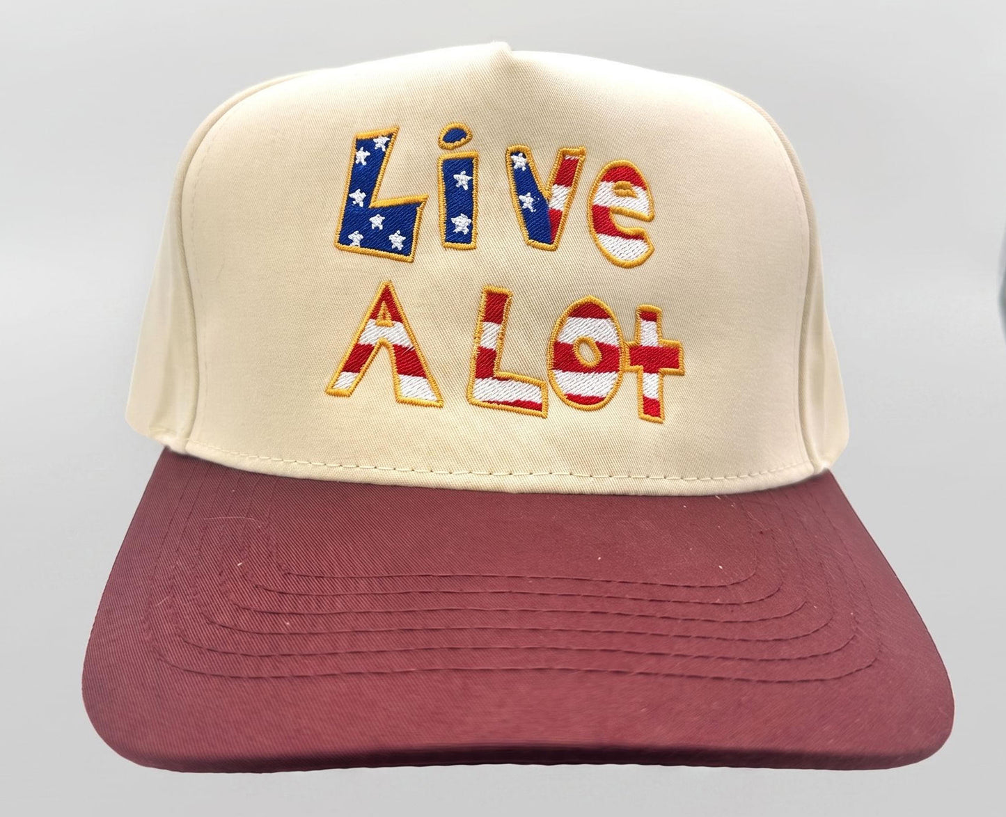 Live A Lot - Americana (Creme / Maroon)