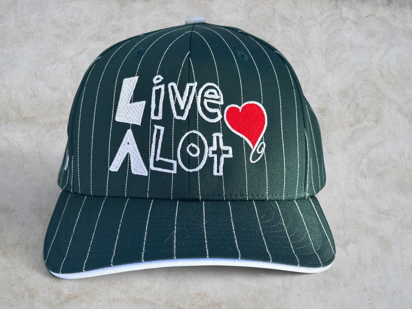 LIVE A LOT — Forest Green Pinstripe Snapback Hat