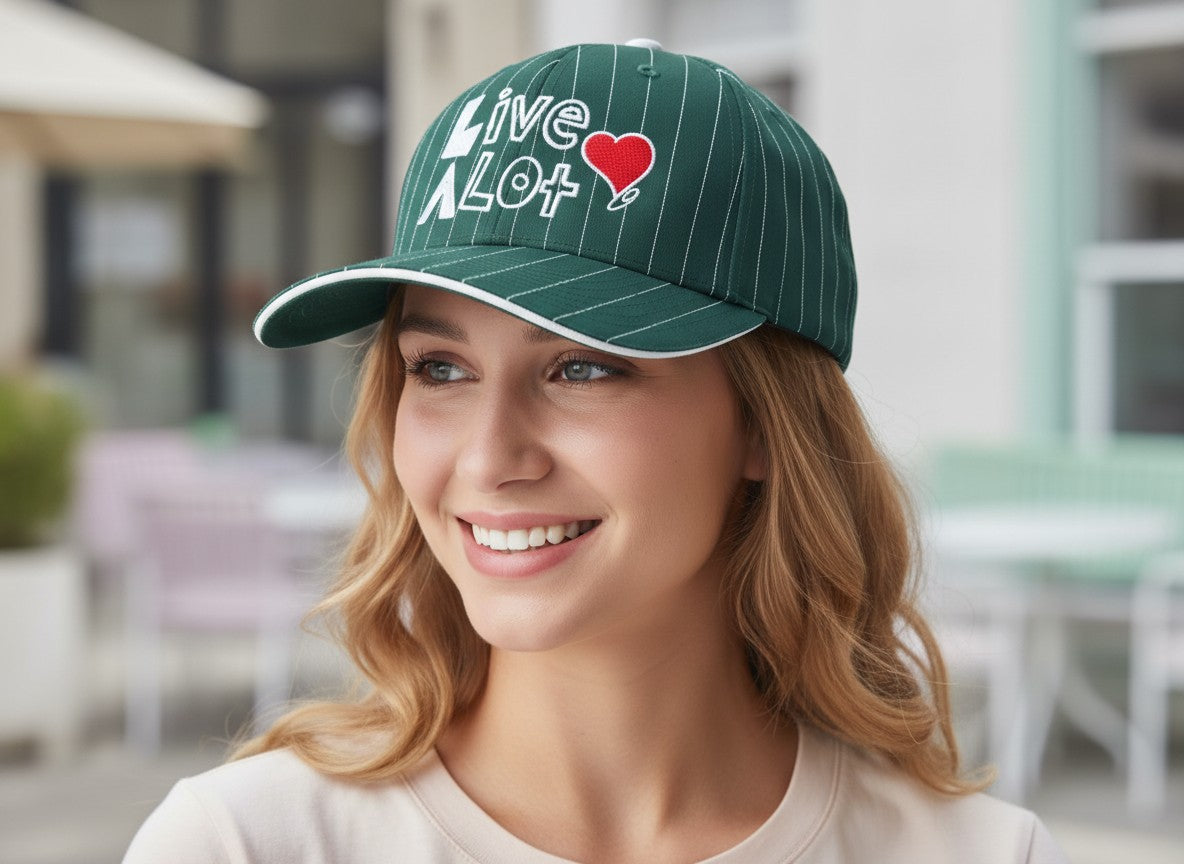 LIVE A LOT — Forest Green Pinstripe Snapback Hat