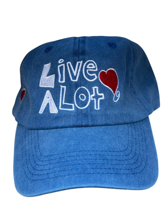 Live A Lot Signature Heart Dad Hat – Vintage Blue