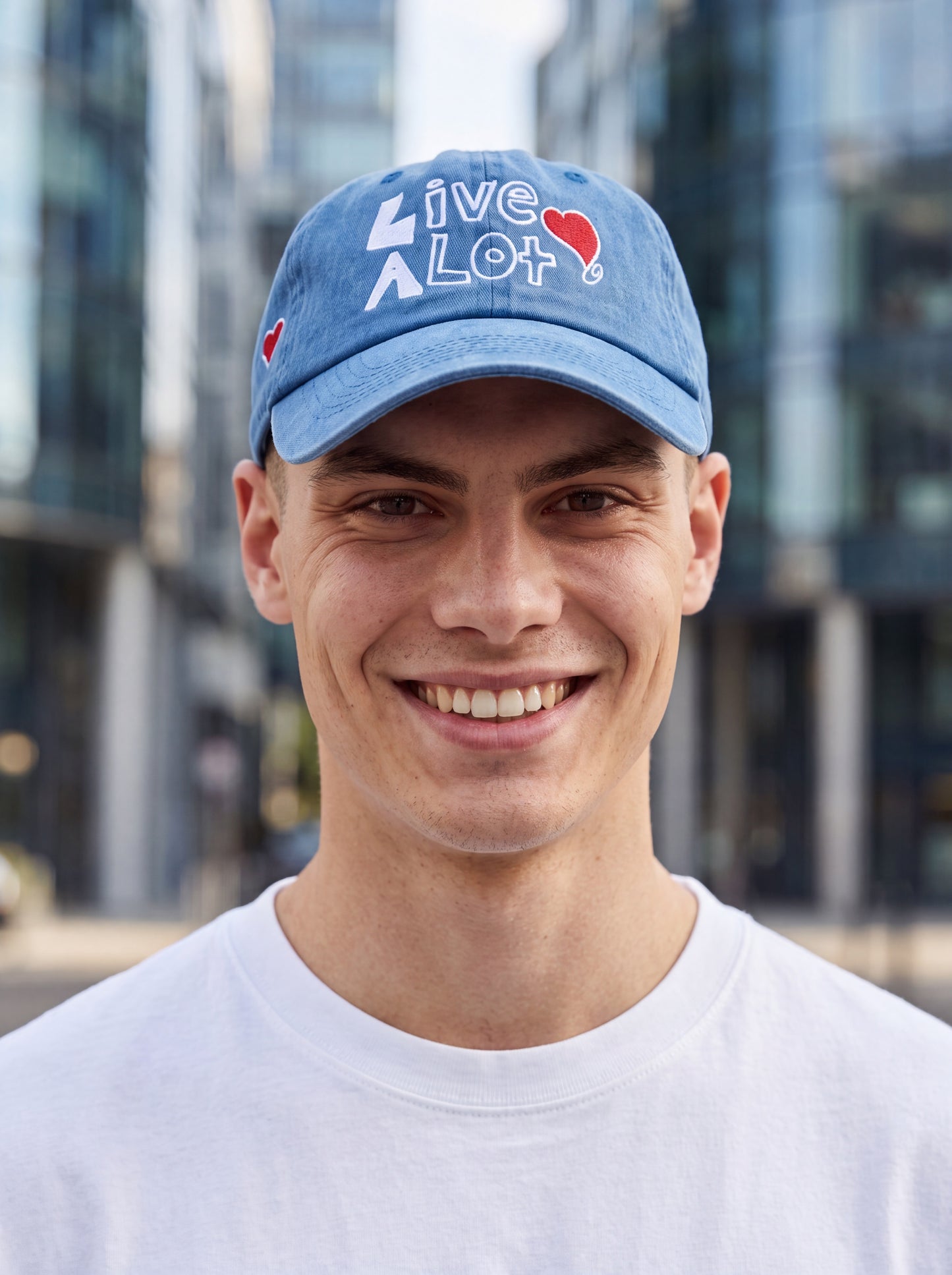 Live A Lot Signature Heart Dad Hat – Vintage Blue