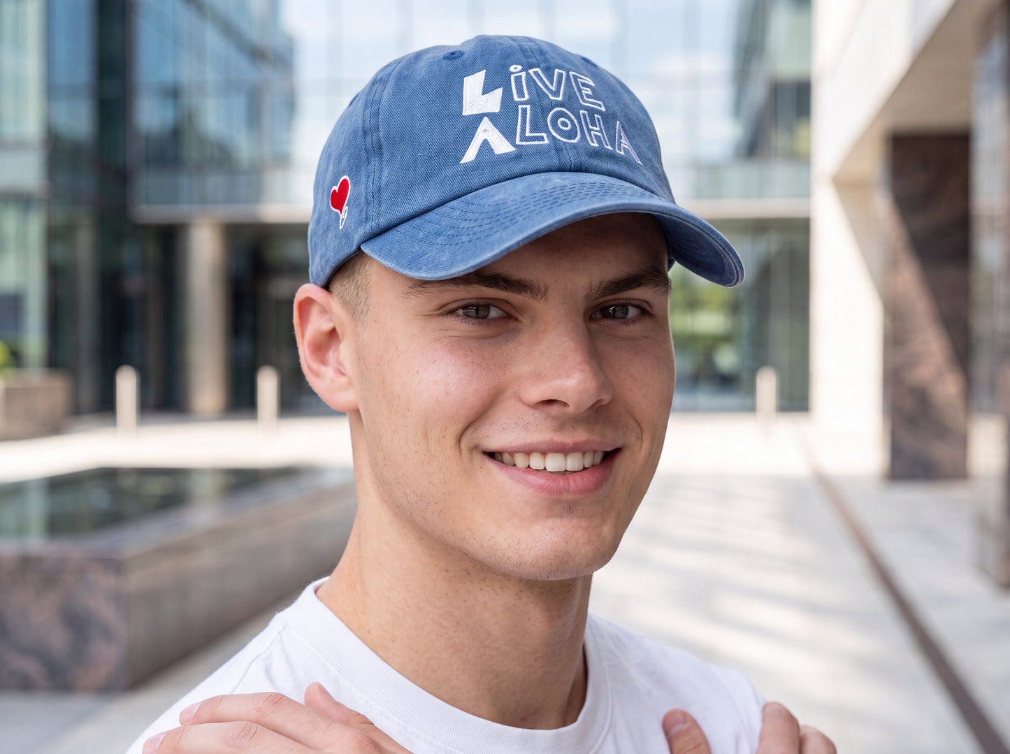 Live A Lot Signature Heart Dad Hat – Vintage Blue