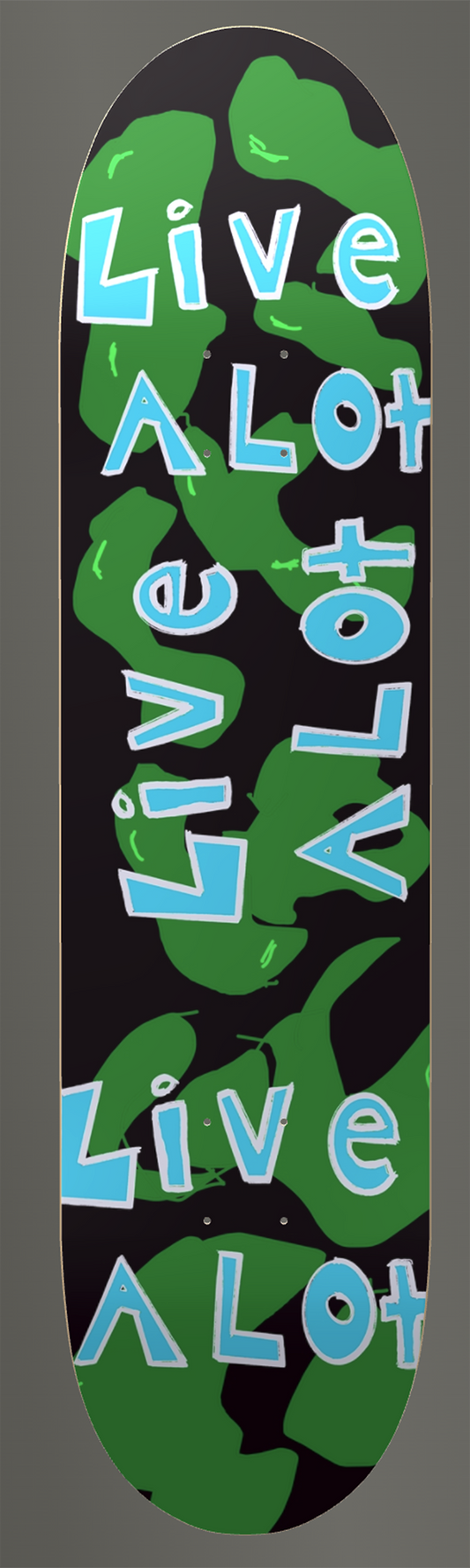 Live A Lot - Green Blob - Skateboard Deck with Custom Griptape!  (Sizes available: 7 1/4" - 9")...