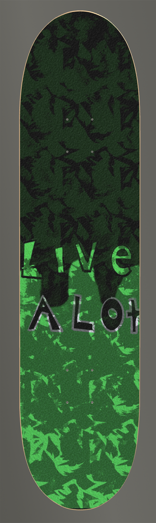 Live A Lot - Green Blob - Skateboard Deck with Custom Griptape!  (Sizes available: 7 1/4" - 9")...